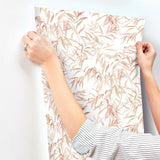 Willow Grove Clay Wallpaper with Botanical Willow Leaf Pattern Prepasted Sure Strip - York GO8244