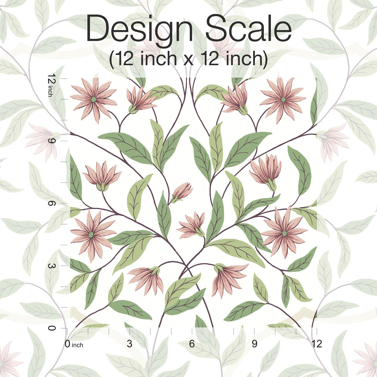 Jasmine Coral Wallpaper with Floral Vines Pattern - York GO8252