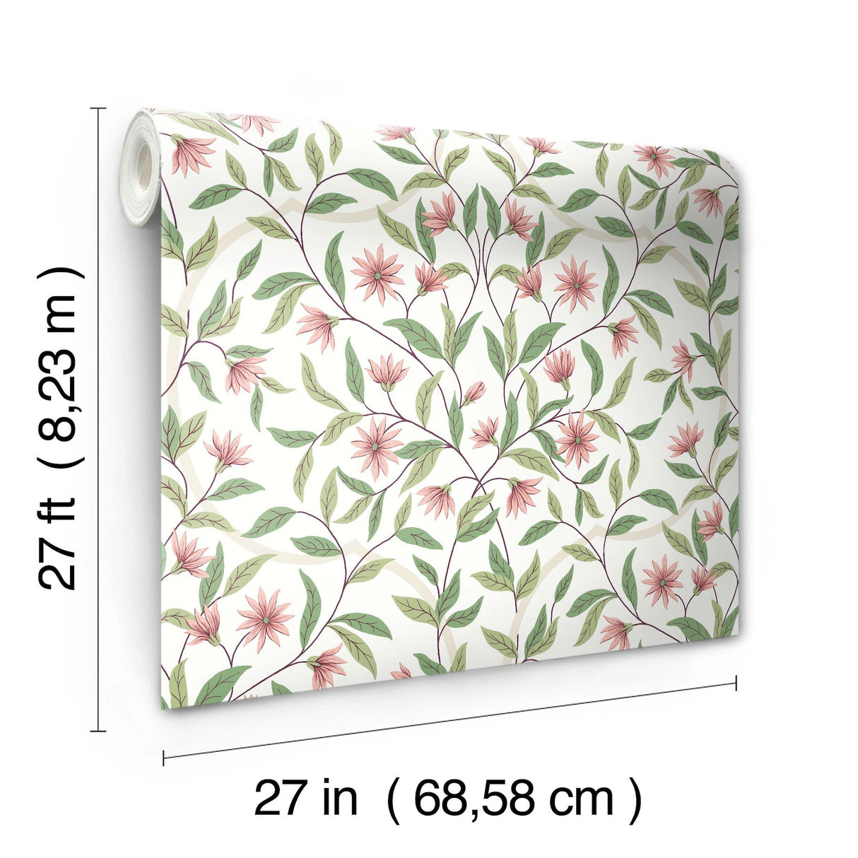 Jasmine Coral Wallpaper with Floral Vines Pattern - York GO8252