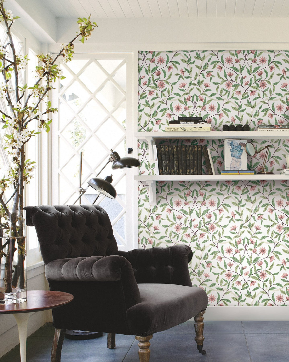 Jasmine Coral Wallpaper with Floral Vines Pattern - York GO8252