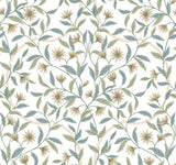 Jasmine Eucalyptus Floral Prepasted Wallpaper in Green and Beige - York GO8253