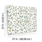 Jasmine Eucalyptus Floral Prepasted Wallpaper in Green and Beige - York GO8253