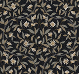 Jasmine Black Metallic Floral Wallpaper with Metallic Effect - York GO8257