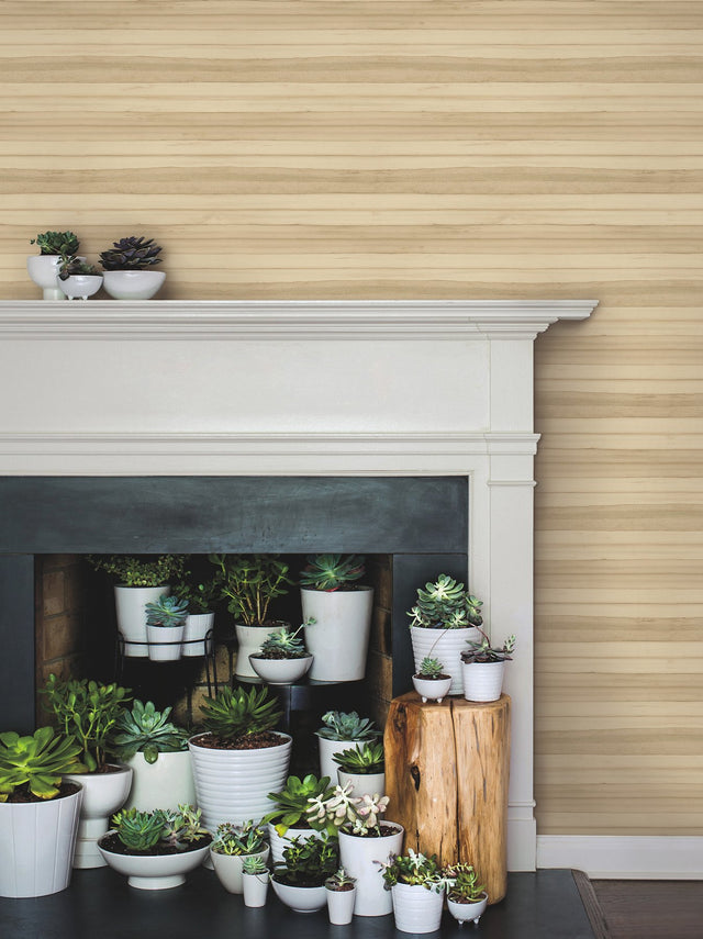 Pandora Leaf Oak Wallpaper with Striped Palm Leaf Texture - York GO8261