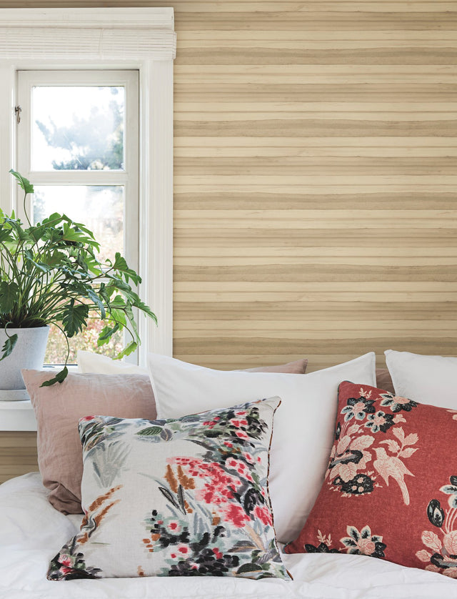 Pandora Leaf Oak Wallpaper with Striped Palm Leaf Texture - York GO8261