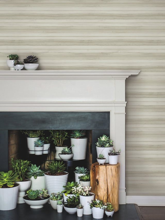 Pandora Leaf Dove Wallpaper with Striped Palm Leaf Motif - York GO8263