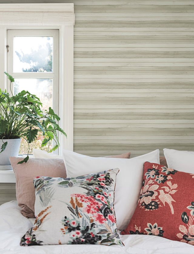Pandora Leaf Dove Wallpaper with Striped Palm Leaf Motif - York GO8263