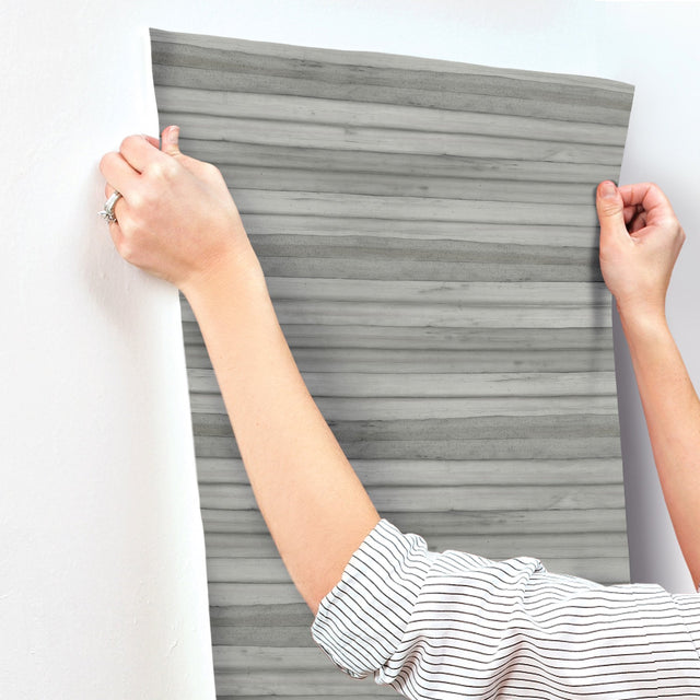 Pandora Leaf Grey Wallpaper with Striped Palm Leaf Motif - York GO8264