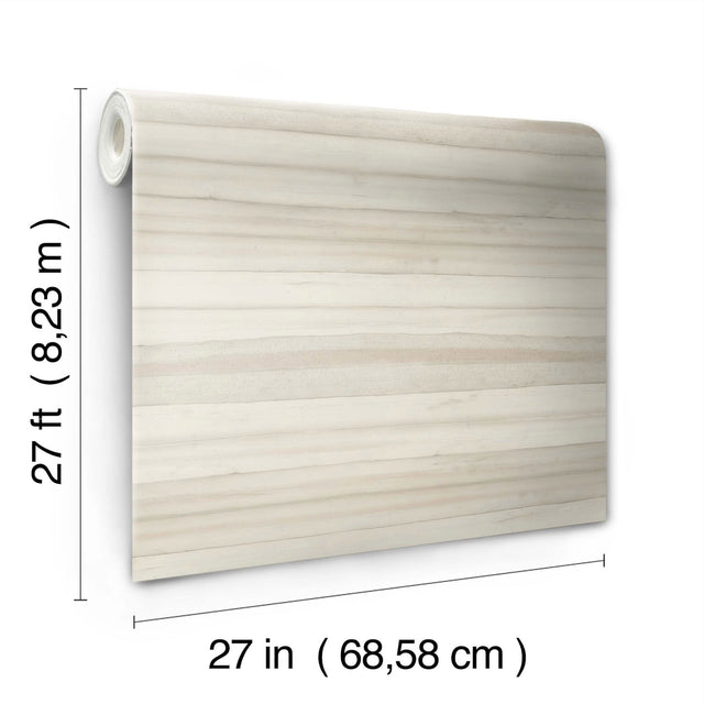 Pandora Leaf Birch Beige Wallpaper with Horizontal Wood-Look Stripes - York GO8265