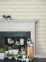 Pandora Leaf Birch Beige Wallpaper with Horizontal Wood-Look Stripes - York GO8265