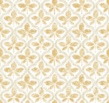 Sevilla Ochre Geometric Ogee Leaf Prepasted Wallpaper - York GO8271