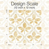 Sevilla Ochre Geometric Ogee Leaf Prepasted Wallpaper - York GO8271