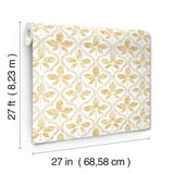Sevilla Ochre Geometric Ogee Leaf Prepasted Wallpaper - York GO8271