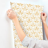 Sevilla Ochre Geometric Ogee Leaf Prepasted Wallpaper - York GO8271