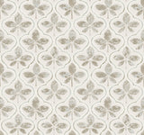 Sevilla Grey Geometric Ogee Leaf Prepasted Wallpaper - York GO8272