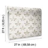 Sevilla Grey Geometric Ogee Leaf Prepasted Wallpaper - York GO8272