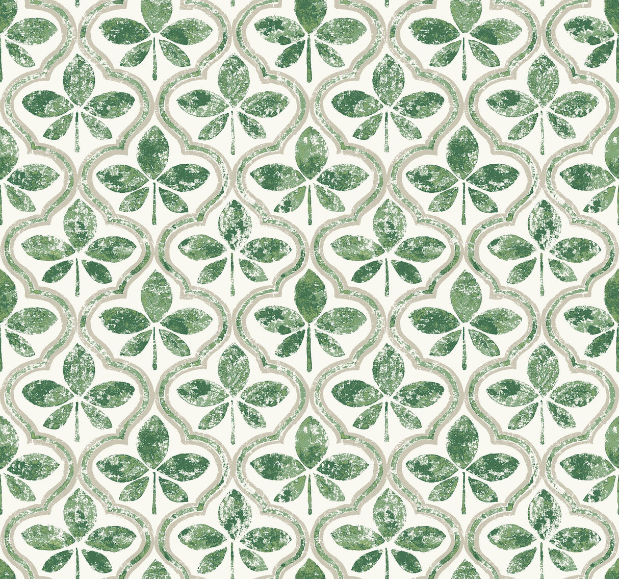 Sevilla Clover Geometric Ogee Leaf Prepasted Wallpaper - York GO8274