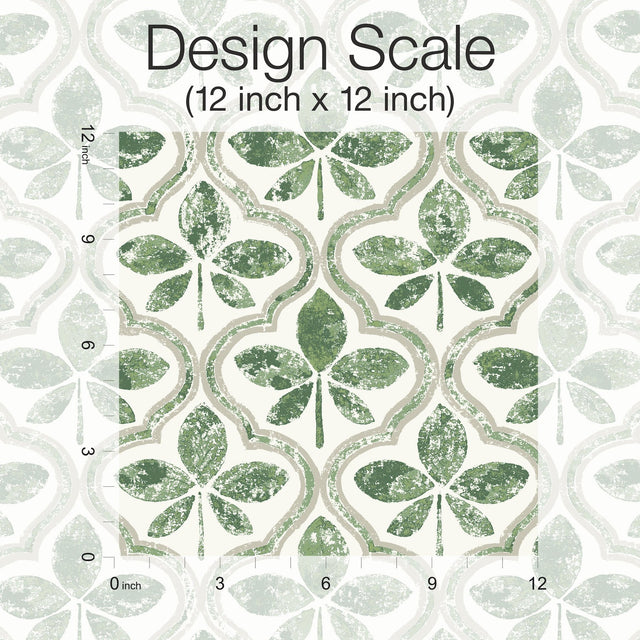 Sevilla Clover Geometric Ogee Leaf Prepasted Wallpaper - York GO8274