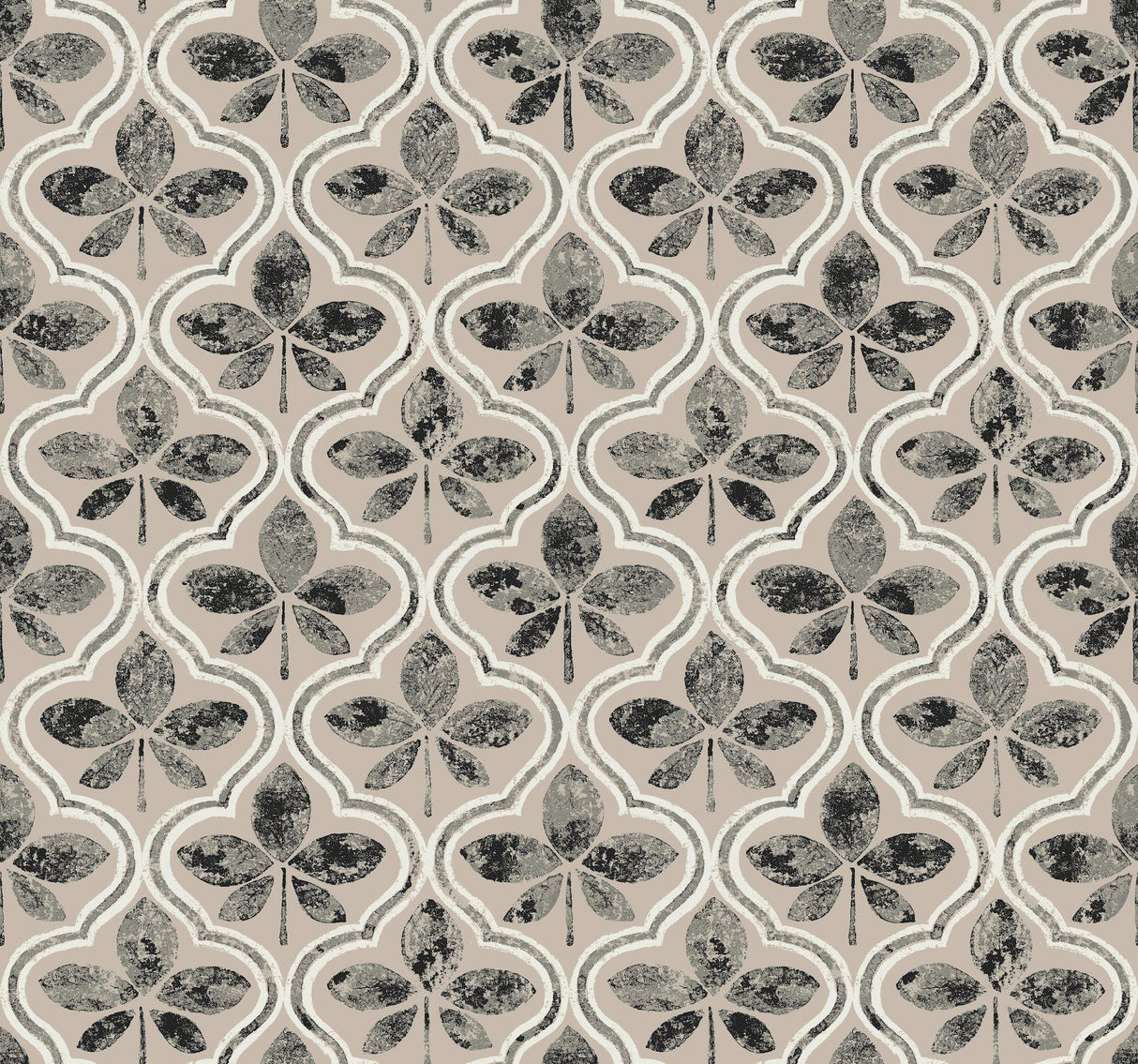 Sevilla Onyx Geometric Ogee Leaf Prepasted Wallpaper - York GO8275