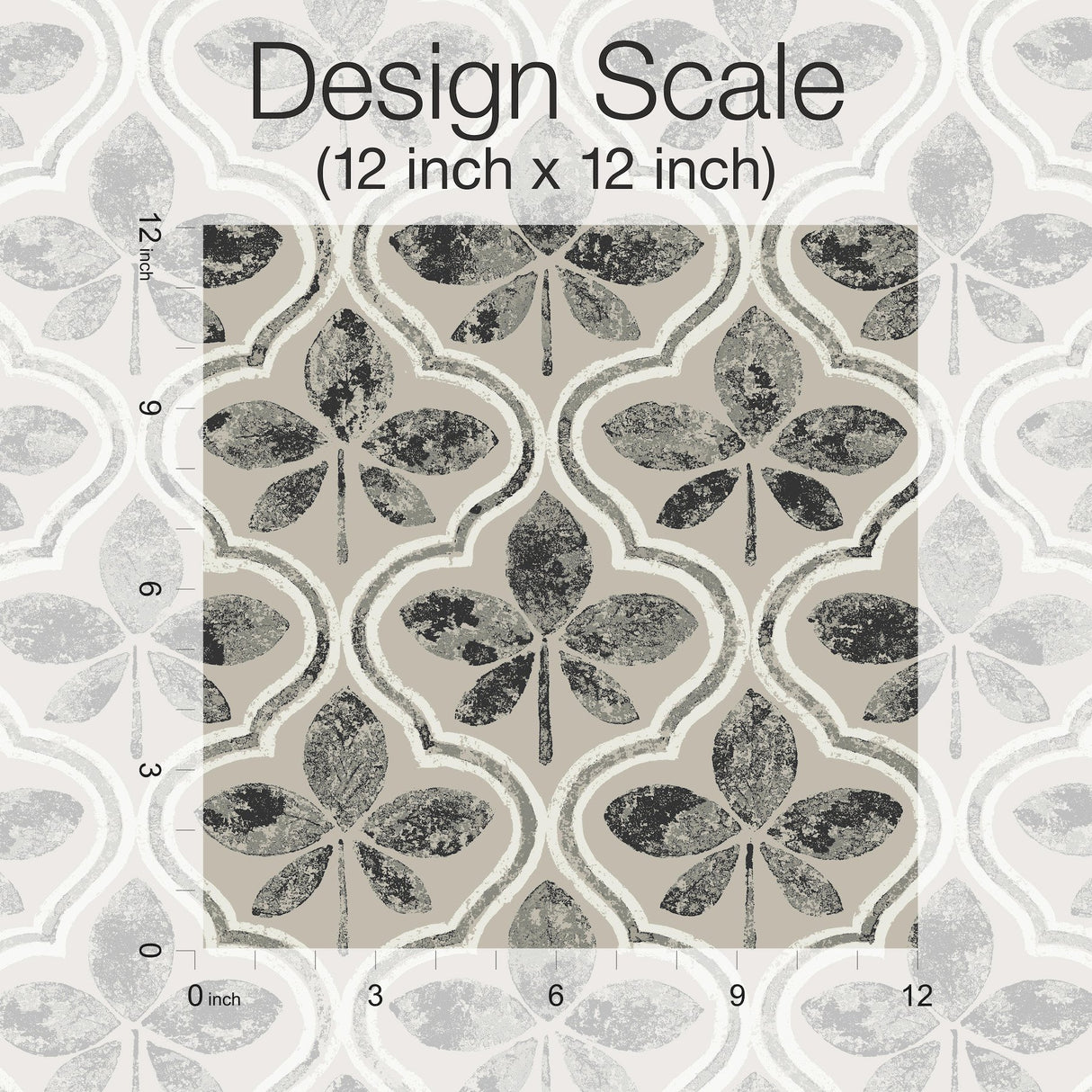 Sevilla Onyx Geometric Ogee Leaf Prepasted Wallpaper - York GO8275