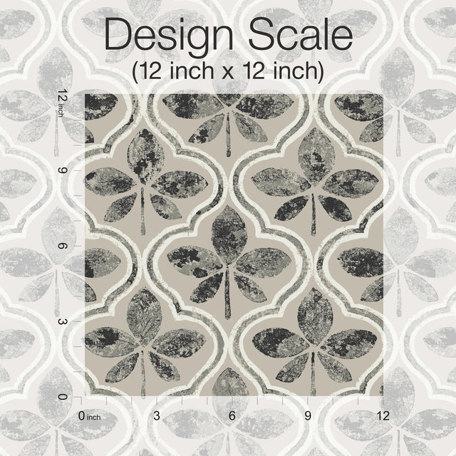 Sevilla Onyx Geometric Ogee Leaf Prepasted Wallpaper - York GO8275