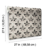 Sevilla Onyx Geometric Ogee Leaf Prepasted Wallpaper - York GO8275