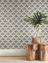Sevilla Onyx Geometric Ogee Leaf Prepasted Wallpaper - York GO8275