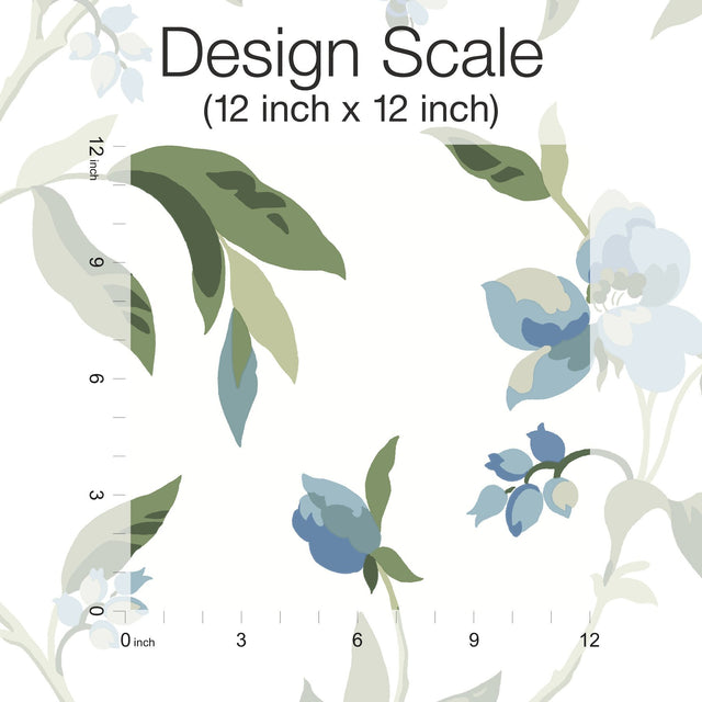 Springtime Blue & Green Floral Wallpaper with Bees - York GO8283