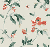 Springtime Beige & Orange Wallpaper with Floral Bees & Butterflies Motif - York GO8284