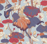 Lotus Pond Purple & Pink Wallpaper with Botanical Lotus Motif, Sure Strip Prepasted - York GO8291