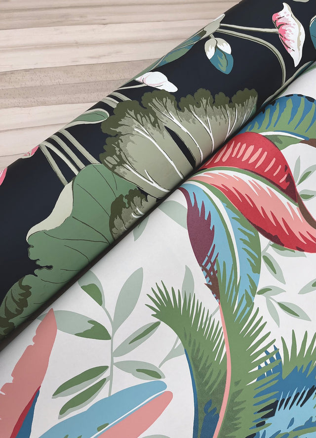 Lotus Pond Black & Pink Wallpaper with Botanical Lotus and Lily Pads Pattern - York GO8292