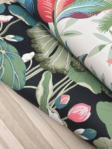 Lotus Pond Black & Pink Wallpaper with Botanical Lotus and Lily Pads Pattern - York GO8292