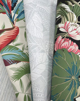 Lotus Pond Black & Pink Wallpaper with Botanical Lotus and Lily Pads Pattern - York GO8292