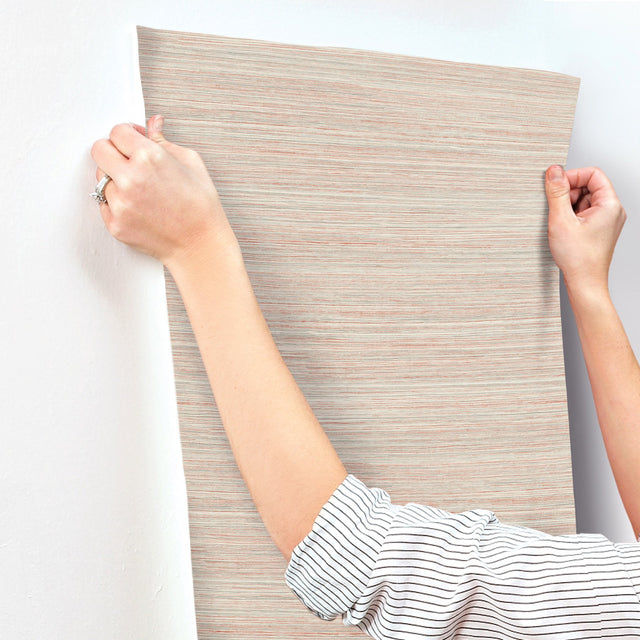 Fountain Grass Clay Wallpaper with Textured Grasscloth Look - York GO8301