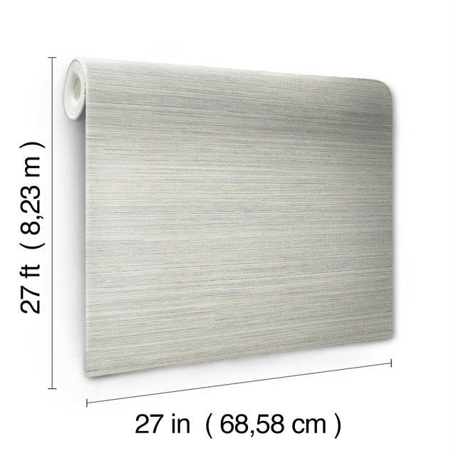 Fountain Grass Blue Faux Grasscloth Prepasted Wallpaper - York GO8302
