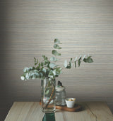 Fountain Grass Blue Faux Grasscloth Prepasted Wallpaper - York GO8302