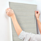 Fountain Grass Blue Faux Grasscloth Prepasted Wallpaper - York GO8302