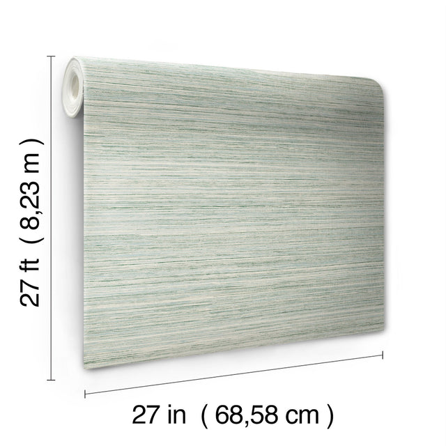 Fountain Grass Jade Faux Grasscloth Textured Prepasted Wallpaper - York GO8303