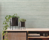 Fountain Grass Jade Faux Grasscloth Textured Prepasted Wallpaper - York GO8303