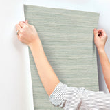 Fountain Grass Jade Faux Grasscloth Textured Prepasted Wallpaper - York GO8303