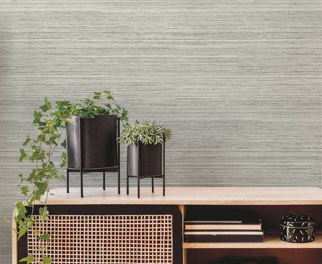 Fountain Grass Onyx Wallpaper with Faux Grasscloth Texture - York GO8304