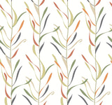 Chloe Vine Sienna Botanical Prepasted Wallpaper with Stylized Leaf Stripes - York GO8321