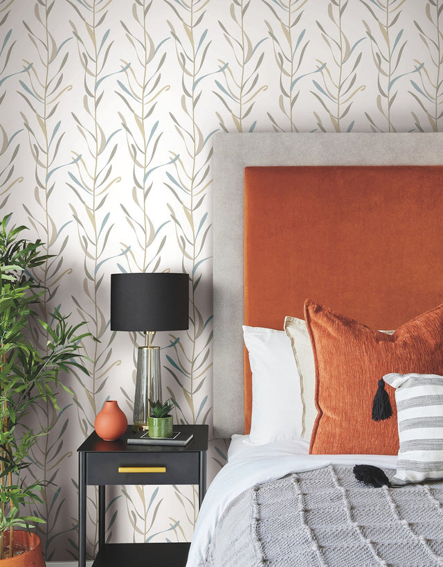 Chloe Vine River Rock Wallpaper with Striped Botanical Vine Pattern - York GO8322