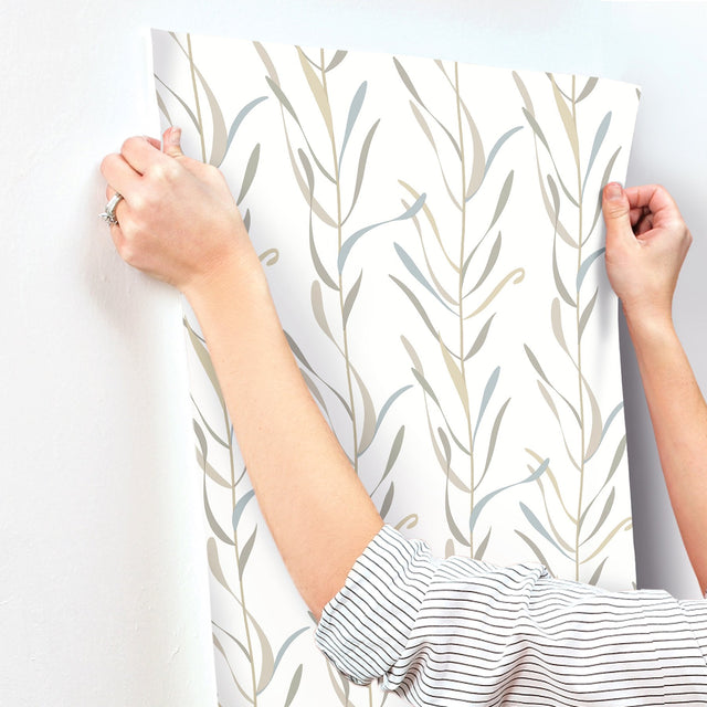 Chloe Vine River Rock Wallpaper with Striped Botanical Vine Pattern - York GO8322
