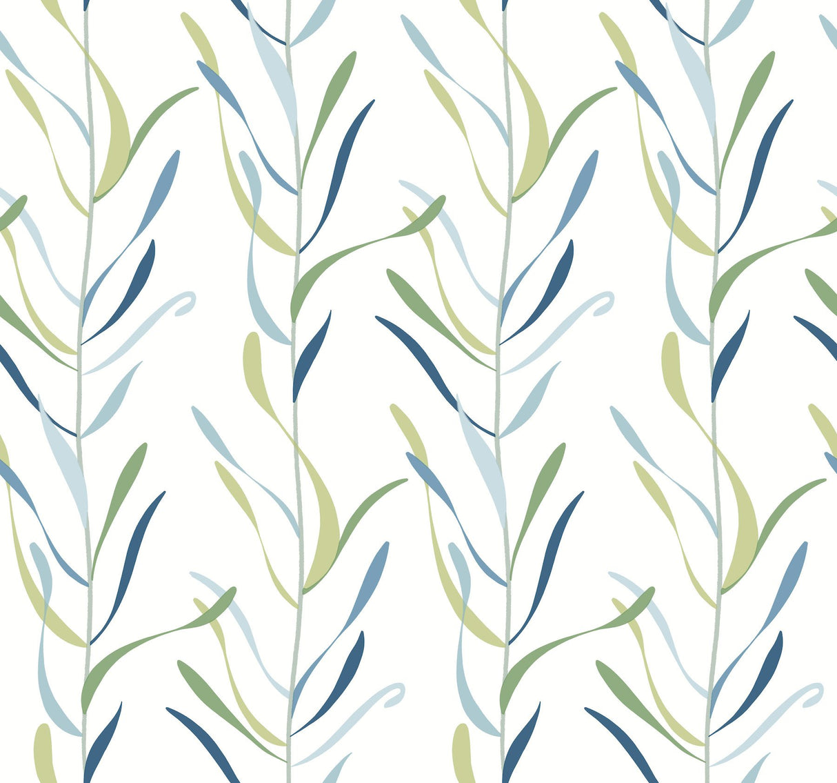 Chloe Vine Peacock Wallpaper with Botanical Stripe Motif - York GO8323
