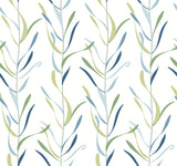 Chloe Vine Peacock Wallpaper with Botanical Stripe Motif - York GO8323