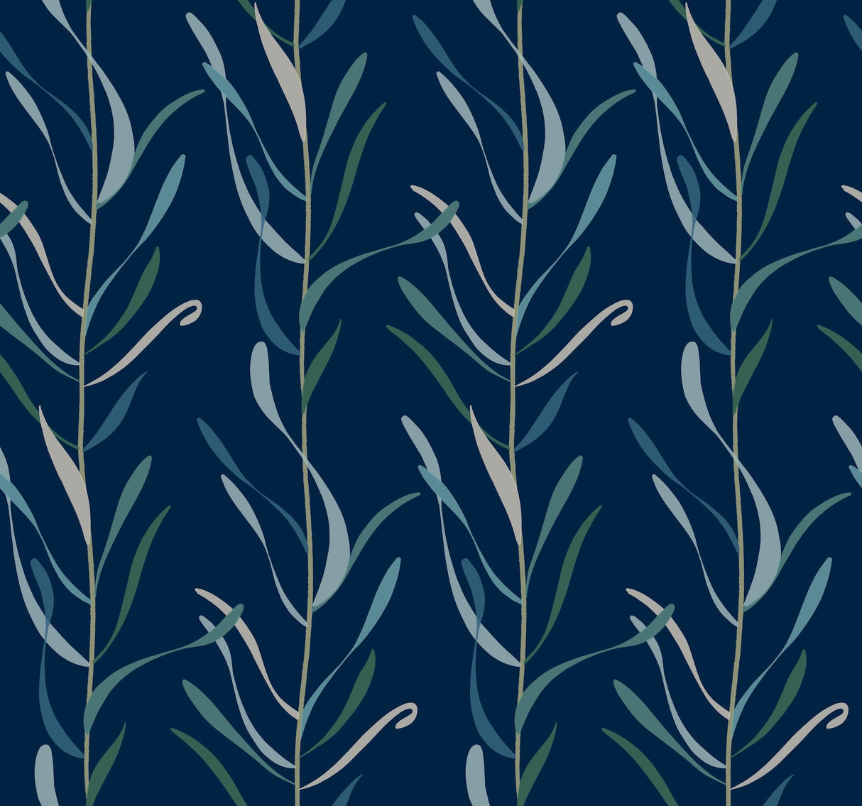 Chloe Vine Indigo Wallpaper with Botanical Vine Motif - York GO8324
