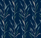 Chloe Vine Indigo Wallpaper with Botanical Vine Motif - York GO8324