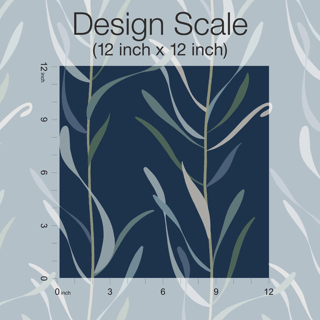 Chloe Vine Indigo Wallpaper with Botanical Vine Motif - York GO8324