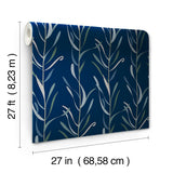 Chloe Vine Indigo Wallpaper with Botanical Vine Motif - York GO8324